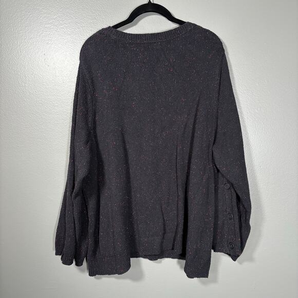 J Jill Black & Red Speckle Button Accent Cozy Sweater - 3X - Women's Plus Size - Picture 6 of 6